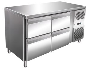 K�hltisch mit 4 Schubladen, 314 Liter, 1360 x 700 x 860 mm