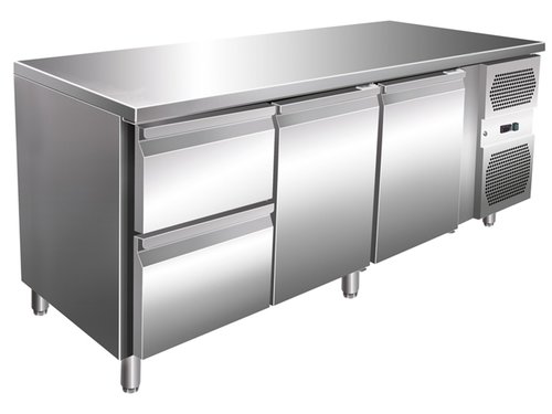 K�hltisch mit 2 T�ren, 2 Schubladen, 464 Liter, 1795x700x860mm, ohne Aufkantung