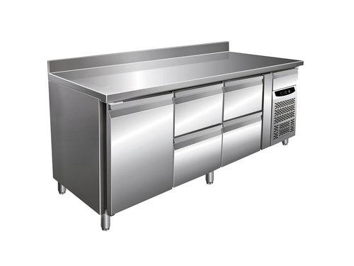 K�hltisch mit 1 T�r, 4 Schubladen, 464 Liter, 1795x700x860mm, 100 mm Aufkantung