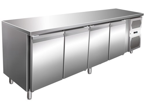 K�hltisch mit 4 T�ren, 616 Liter, GN1/1, ohne Aufkantung, BTH 223 x 70 x 86 cm