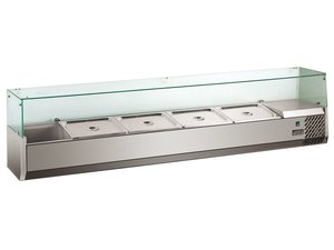 Pizzakhlaufsatz mit Glasaufsatz 7x GN 1/4 1500x335x430mm