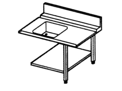 Zulauftisch links, anbaufhig, mit Becken, BTH 1200 x 700...