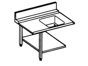 Zulauftisch rechts anbaufhig mit Becken 1200 x 700 x 865 mm