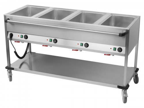 Bain Marie Wagen, 4x Becken fr 1/1 GN, BTH 165 x 70 x 90 cm