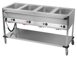 Bain Marie Wagen, 4x Becken fr 1/1 GN, BTH 165 x 70 x 90 cm