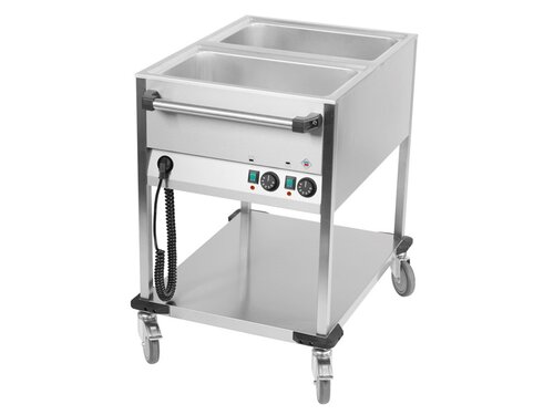 Bain Marie Wagen, 2x Becken fr GN 1/1, BTH 65 x 90 x 90 cm