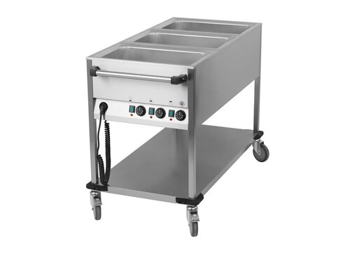 Bain Marie Wagen, 3x Becken fr GN 1/1, BTH 65 x 130 x 90 cm