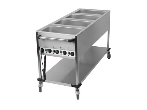 Bain Marie Wagen, 4x Becken fr GN 1/1, BTH 65 x 170 x 90 cm