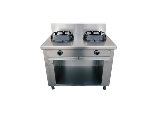 Allgas Chinaherd Edelstahl mit 2 Kochstellen auf offenem...