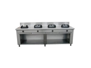 Allgas Chinaherd Edelstahl mit 4 Kochstellen auf offenem...