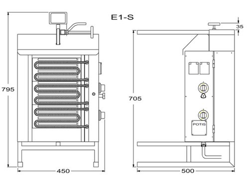 Elektro-Gyrosgert Potis E1, 450x500x795mm, komplett mit...