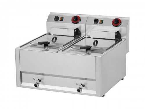 Elektro Friteuse, 2x 8-Liter-Becken, Auftischgert, BTH...