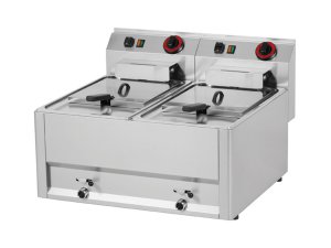 Elektro Friteuse, 2x 8-Liter-Becken, Auftischger�t, BTH...
