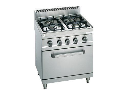 Gasherd mit 4 Flammen mit Backofen 800x700x900 mm 12,4 kW