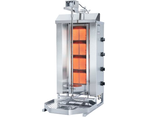 Gas-Gyrosger�t Potis GD4, komplett mit Fettwanne, 4 Brenner, 14 kW Erdgas
