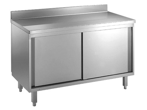 Arbeitsschrank mit doppelwandigen Schiebetren und Aufkantung, BTH 120 x 70 x 85 cm