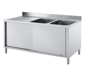 Sp�lschrank, 2 Becken rechts, Schiebet�ren, BTH 160 x 70...