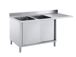 Sp�lzentrum, 2 Becken links, mit Schiebet�ren, BTH 180 x...