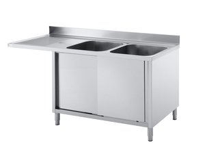 Sp�lzentrum, 2 Becken rechts, mit Schiebet�ren, BTH 180 x...